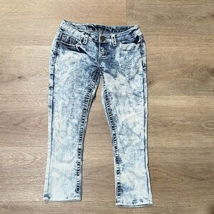 Rue21 Blue Acid Wash Cropped Jeans